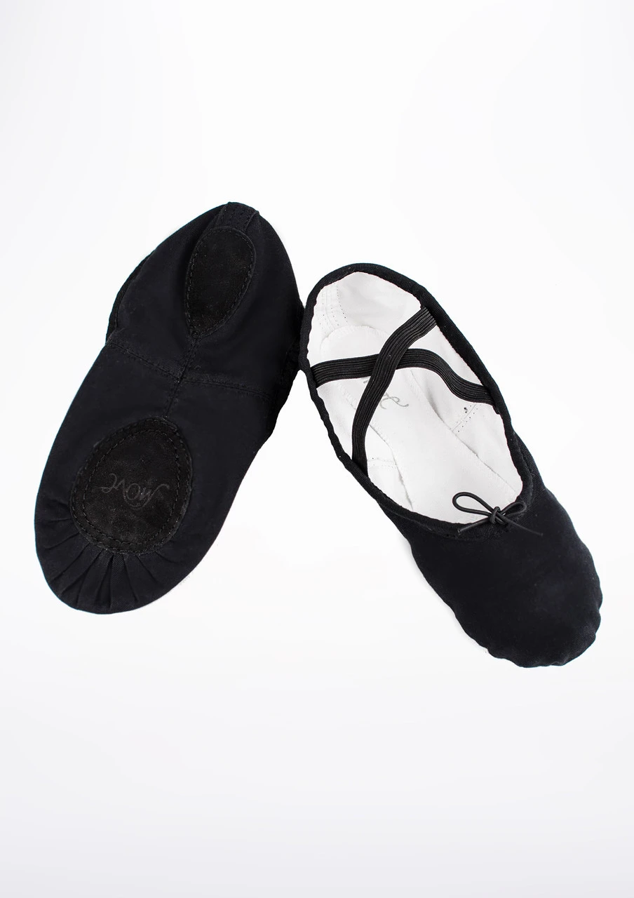 Move Dance Split Sole Canvas Ballet Shoe - Black - Image 2