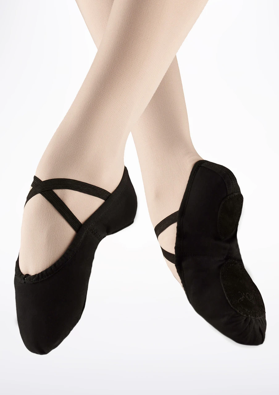 Move Dance Split Sole Canvas Ballet Shoe - Black - Image 3