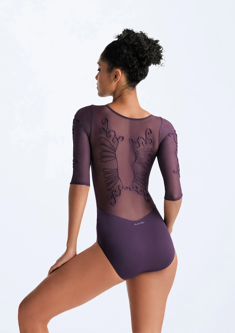 Ballet Rosa Ember Embroidered Mesh 3/4 Sleeve Leotard - Image 3