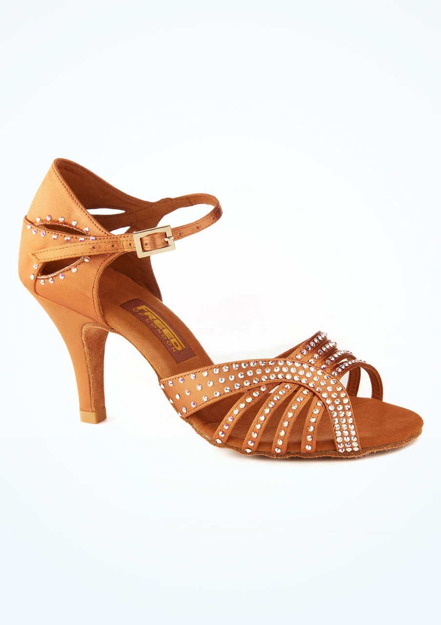 Freed Dina Swarovski Crystal Latin Shoe - 3" - Tan - Image 4
