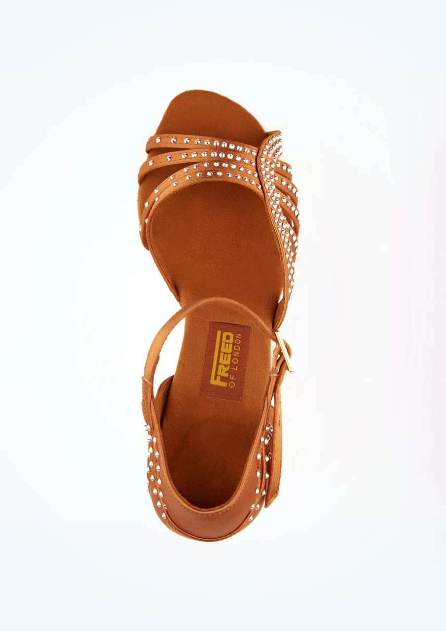 Freed Dina Swarovski Crystal Latin Shoe - 3" - Tan - Image 2