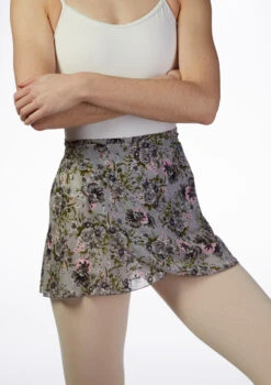 Move Dance Floral Wrap Dance Skirt - Grey