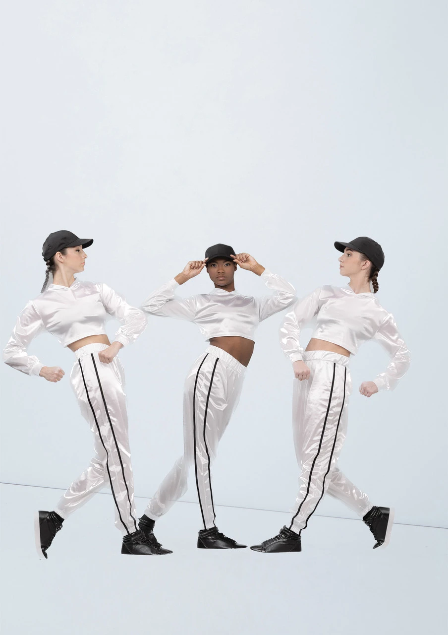 Weissman Satin Cropped Hoodie